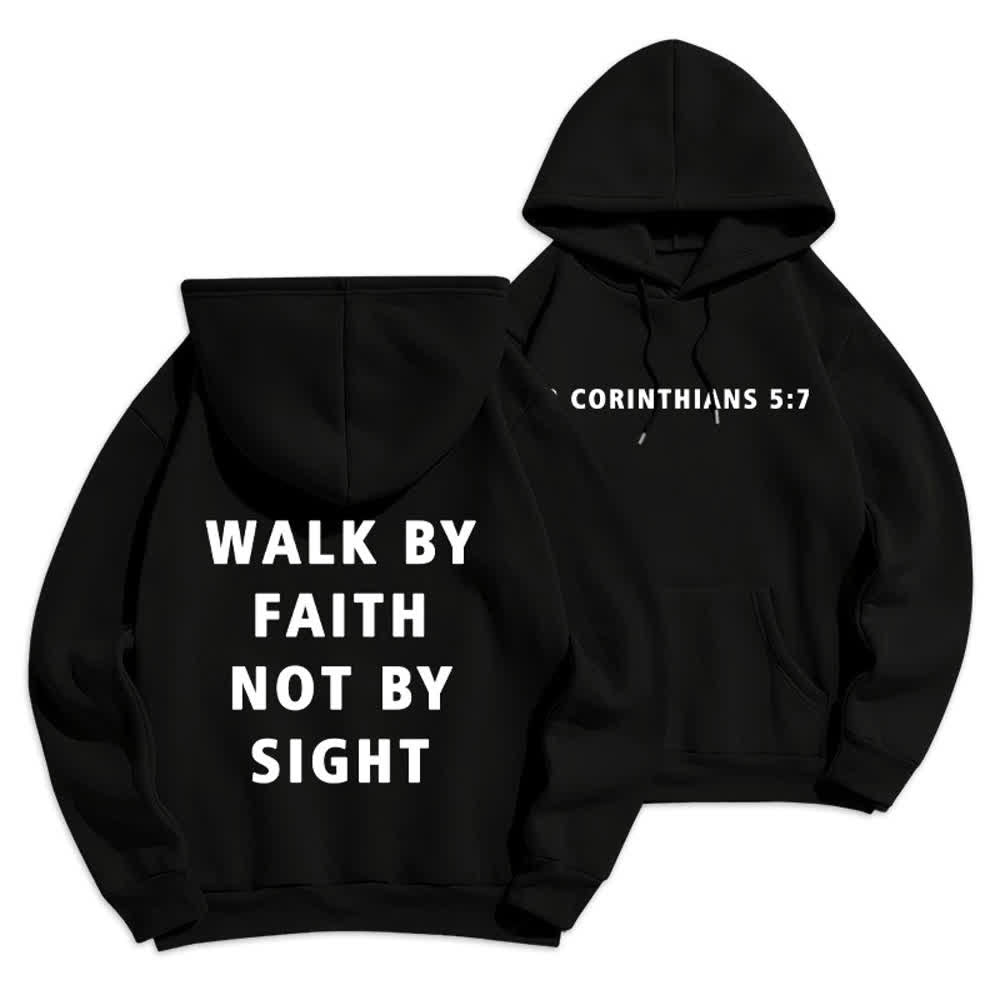 Christianartworkshop Walk By Faith Not By Sight Pullover Hoodie - Black - 2XL - image 3