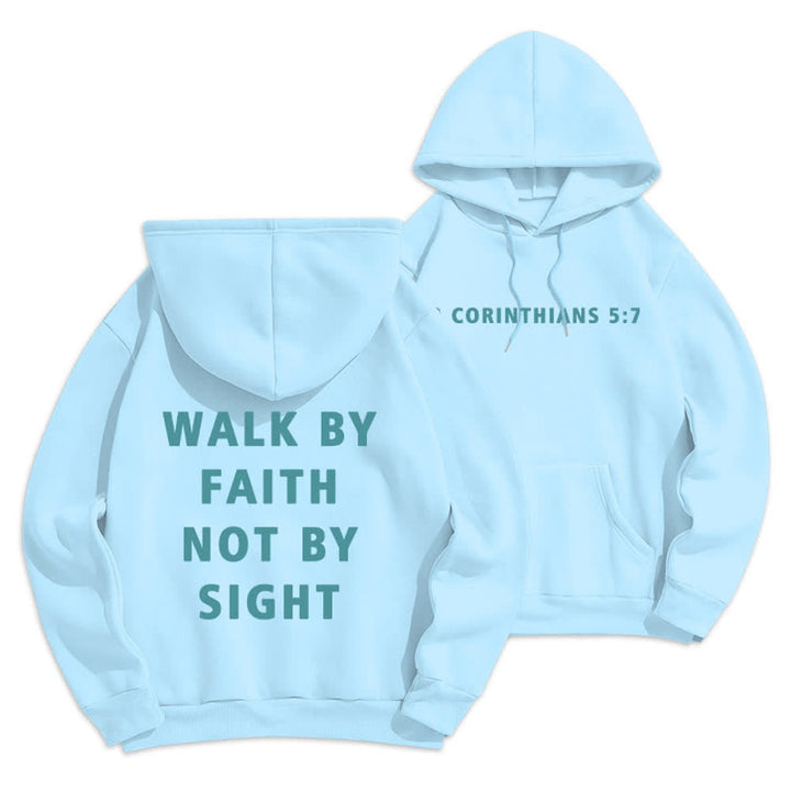Christianartworkshop Walk By Faith Not By Sight Pullover Hoodie - Blue - 2XL - image 6