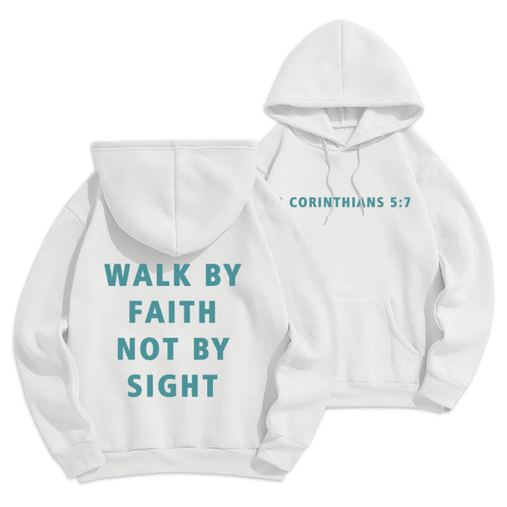 Christianartworkshop Walk By Faith Not By Sight Pullover Hoodie - White - 2XL - image 0