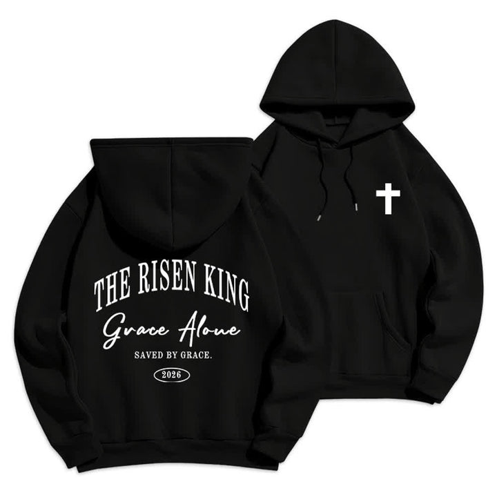 Christianartworkshop The Risen King Grace Alone Light Gray Pullover Hoodie - Black - 2XL - image 21