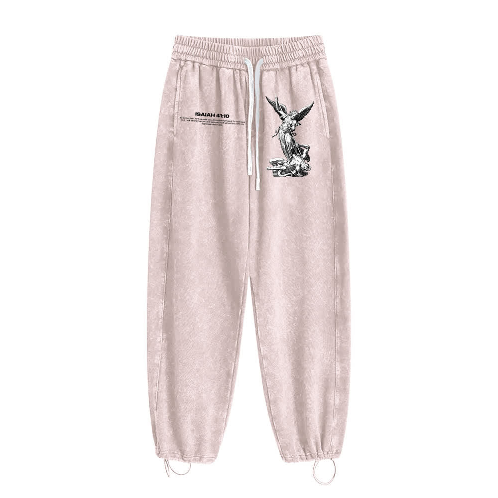 Christianartworkshop Archangel Michael Isaiah 41:10 Statement Washed Sweatpants - image 16