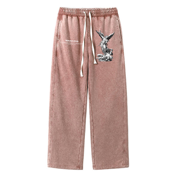 Christianartworkshop Archangel Michael Isaiah 41:10 Statement Washed Sweatpants - Army Green - XL - image 4