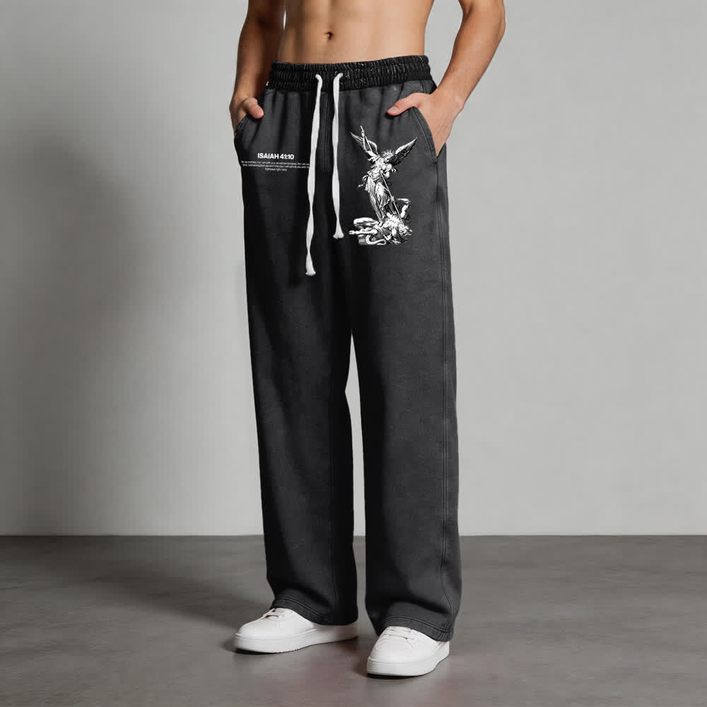 Christianartworkshop Archangel Michael Isaiah 41:10 Statement Washed Sweatpants - image 19