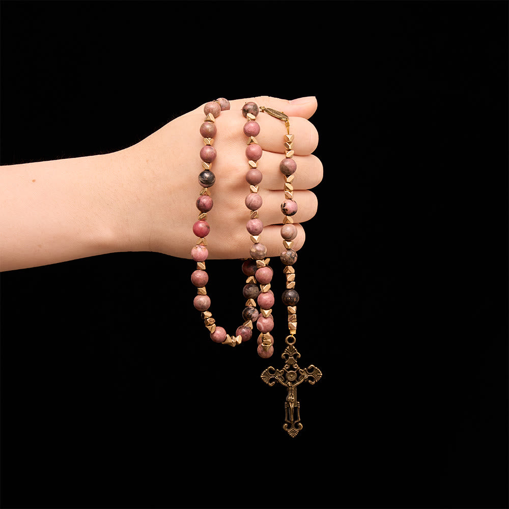 Christianartworkshop Miraculous Medal & Crucifix of 6 mm Round Multicolor Natural Black Line Rosary - image 7