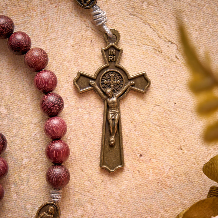 Christianartworkshop Purpleheart Wood Our Lady Rosary with Bronze Devotion - image 3