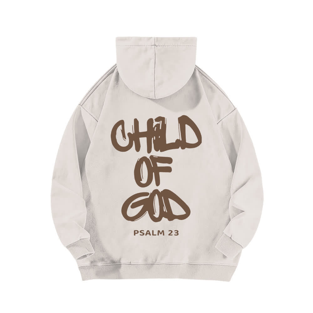 Christianartworkshop Inspirational Child Of God Psalm 23 Front & Back Print Washed Hoodie - image 1