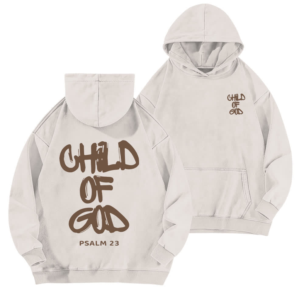 Christianartworkshop Inspirational Child Of God Psalm 23 Front & Back Print Washed Hoodie - White - 5XL - image 0