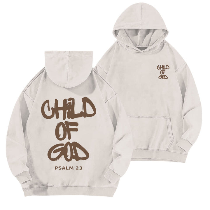 Christianartworkshop Inspirational Child Of God Psalm 23 Front & Back Print Washed Hoodie - White - 5XL - image 0