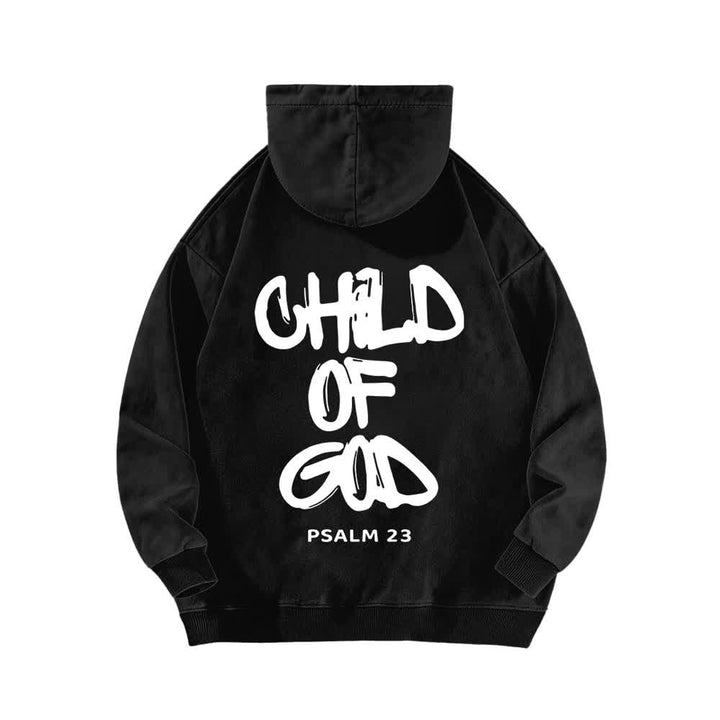 Christianartworkshop Inspirational Child Of God Psalm 23 Front & Back Print Washed Hoodie - image 4
