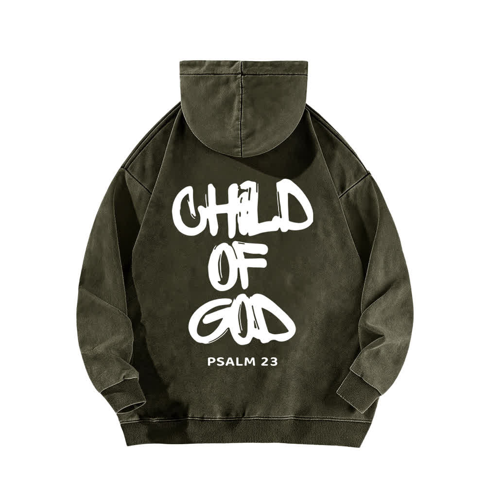 Christianartworkshop Inspirational Child Of God Psalm 23 Front & Back Print Washed Hoodie - image 7