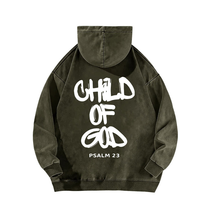 Christianartworkshop Inspirational Child Of God Psalm 23 Front & Back Print Washed Hoodie - image 7