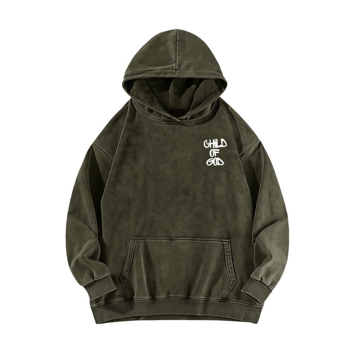 Christianartworkshop Inspirational Child Of God Psalm 23 Front & Back Print Washed Hoodie - image 8
