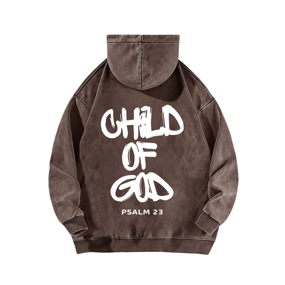 Christianartworkshop Inspirational Child Of God Psalm 23 Front & Back Print Washed Hoodie - image 10