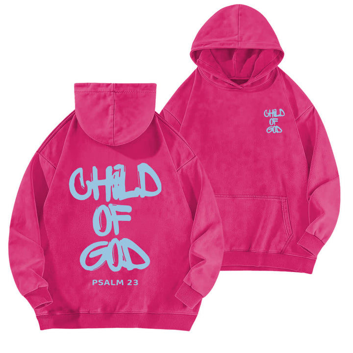 Christianartworkshop Inspirational Child Of God Psalm 23 Front & Back Print Washed Hoodie - Rose - 5XL - image 15