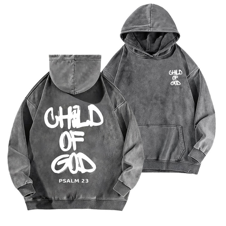 Christianartworkshop Inspirational Child Of God Psalm 23 Front & Back Print Washed Hoodie - Grey - 5XL - image 12