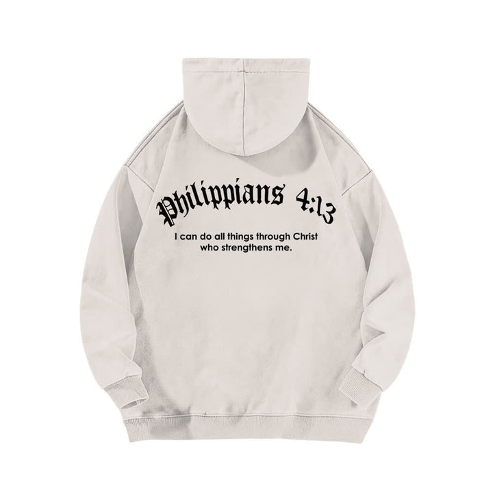 Christianartworkshop Philippians 4:13 Gothic Back Print Cross Washed Hoodie - image 4