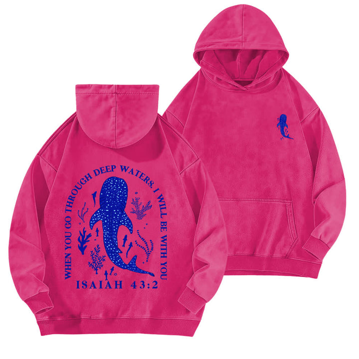 Christianartworkshop Deep Waters Isaiah 43:2 Whale Shark Washed Hoodie - Rose - 5XL - image 15