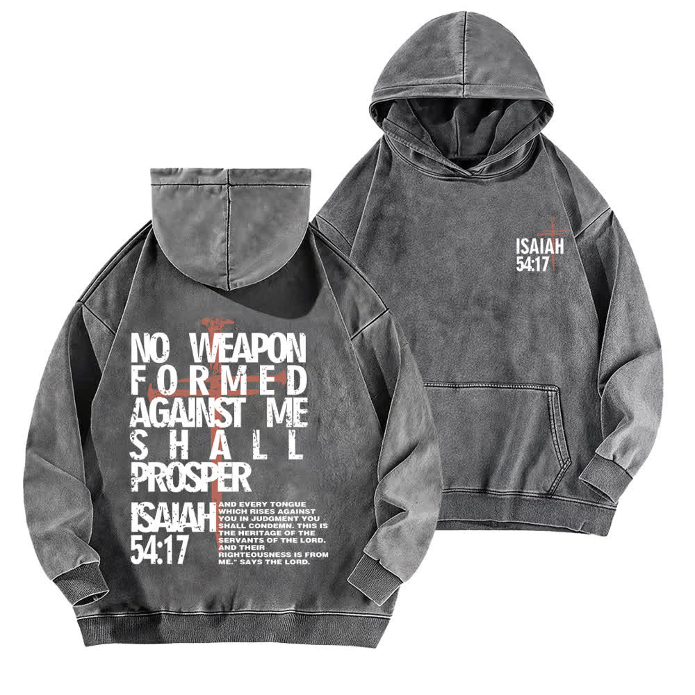 Christianartworkshop No Weapon Formed Against Me Washed Hoodie - Grey - 5XL - image 6