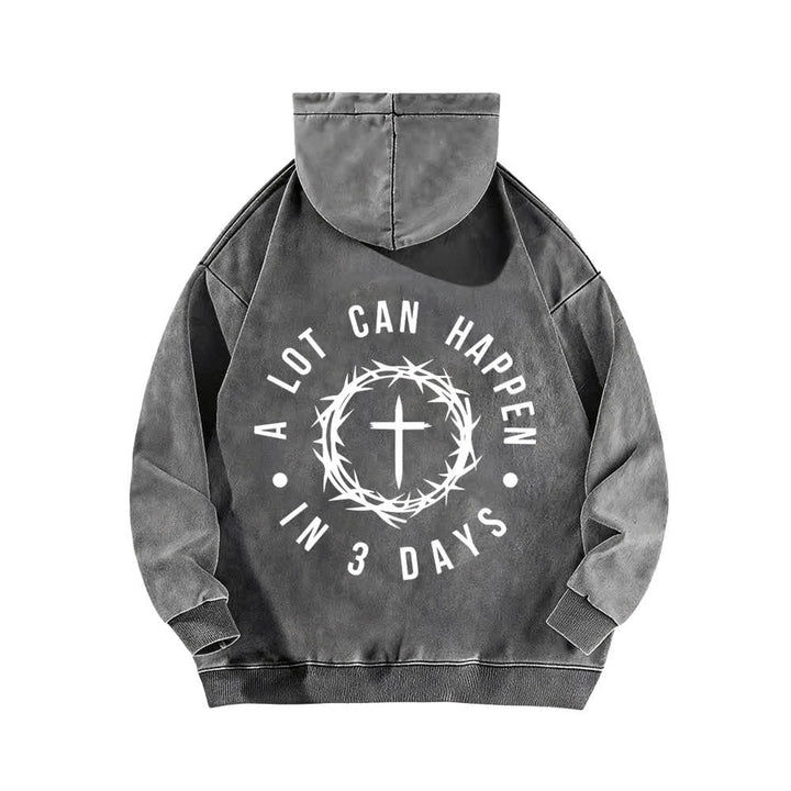 Christianartworkshop A Lot Can Happen In 3 Days Thorn Cross Washed Hoodie - image 7
