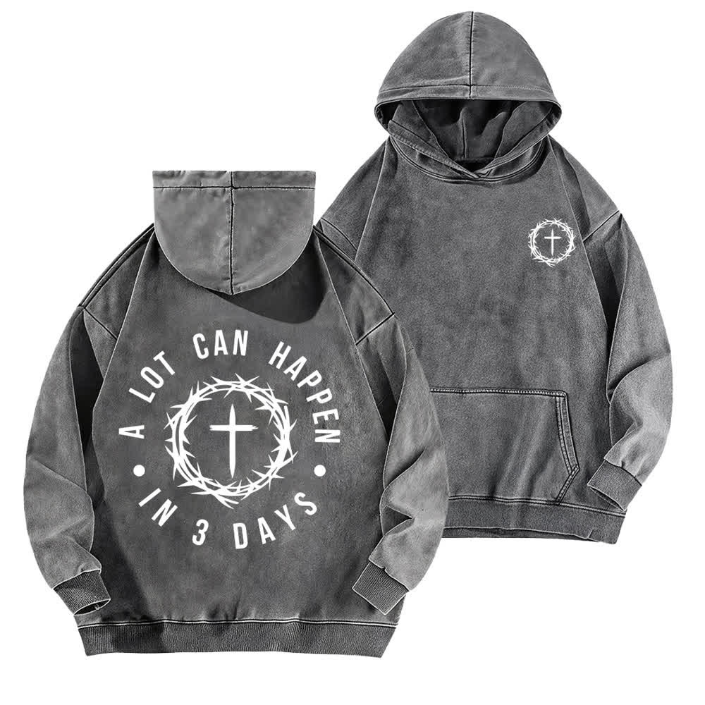 Christianartworkshop A Lot Can Happen In 3 Days Thorn Cross Washed Hoodie - Grey - 5XL - image 6