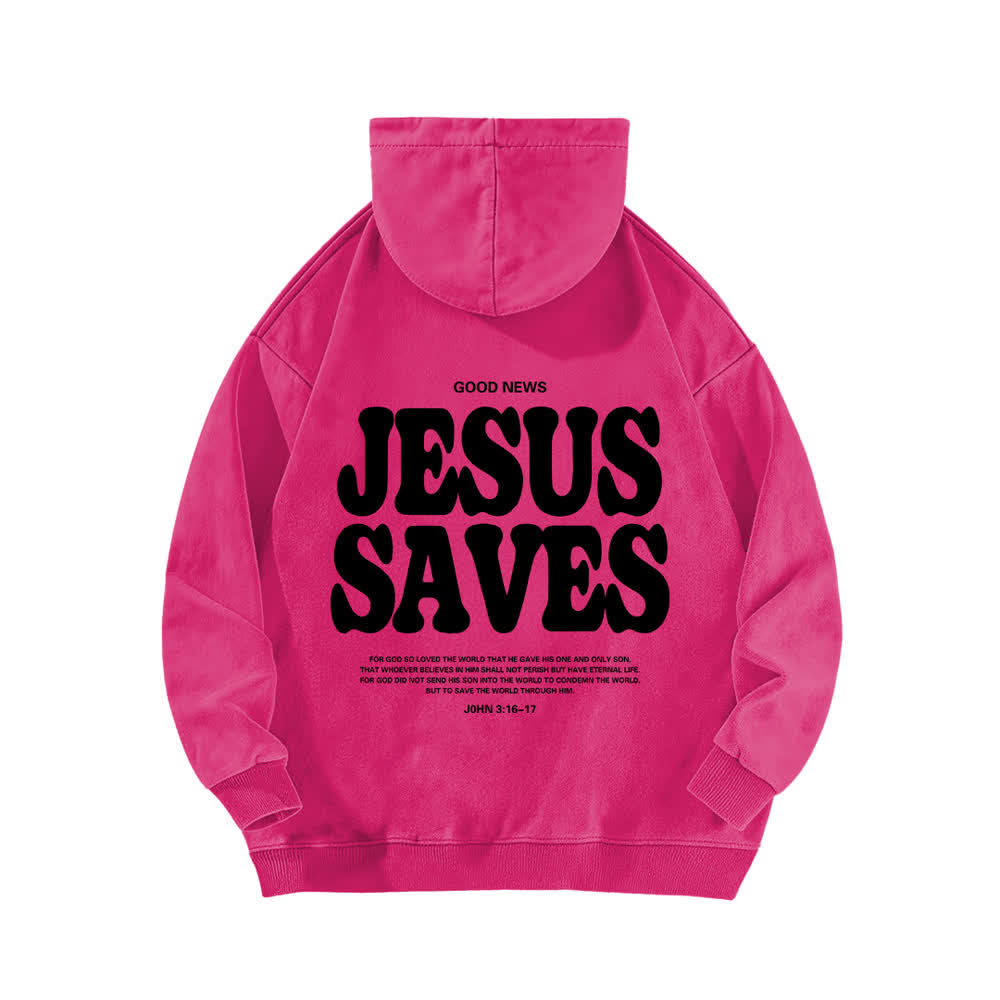 Christianartworkshop Jesus Saves Good News Front And Back Washed Hoodie - image 16