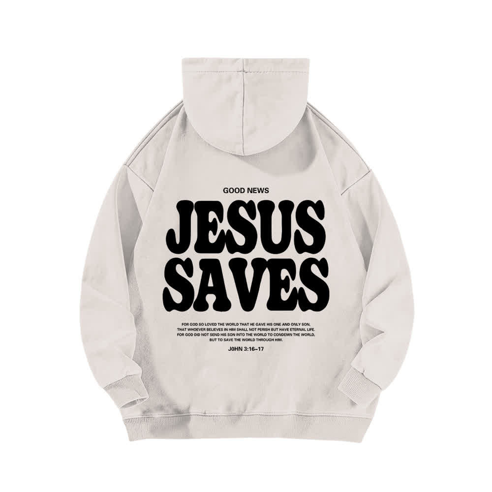 Christianartworkshop Jesus Saves Good News Front And Back Washed Hoodie - image 13