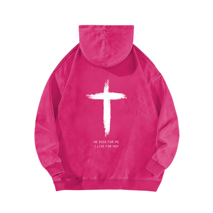 Christianartworkshop He Died For Me Cross Back Print Washed Hoodie - image 16