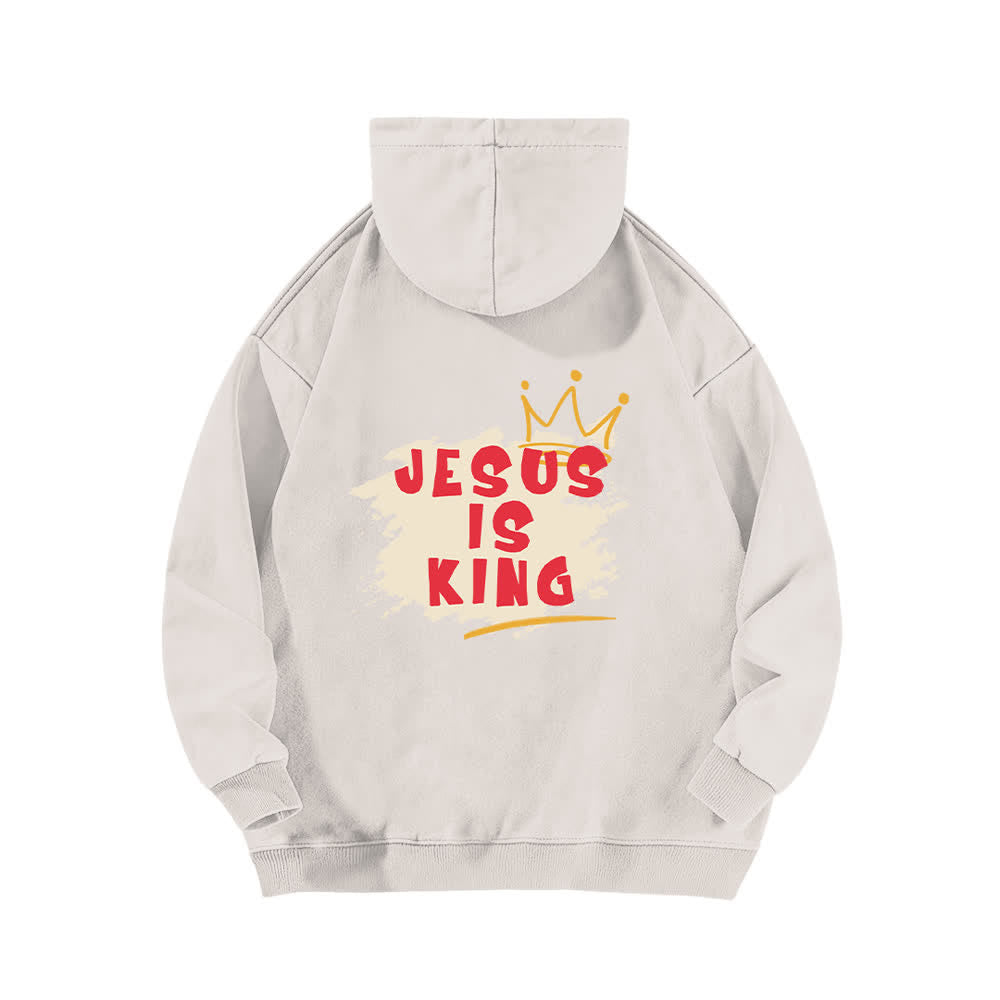 Christianartworkshop Jesus Is King Crown Back Print Washed Hoodie - image 4