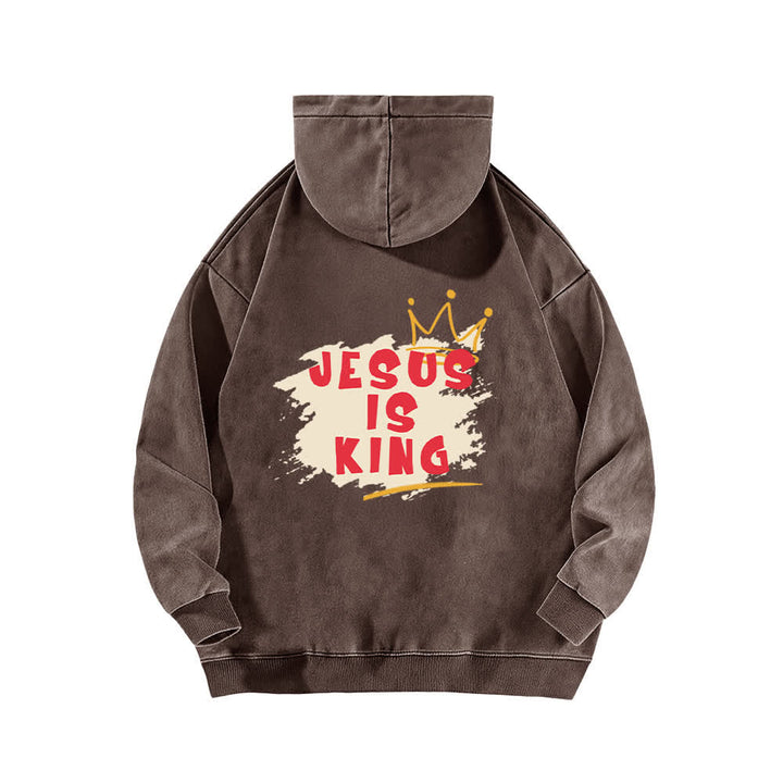 Christianartworkshop Jesus Is King Crown Back Print Washed Hoodie - image 10