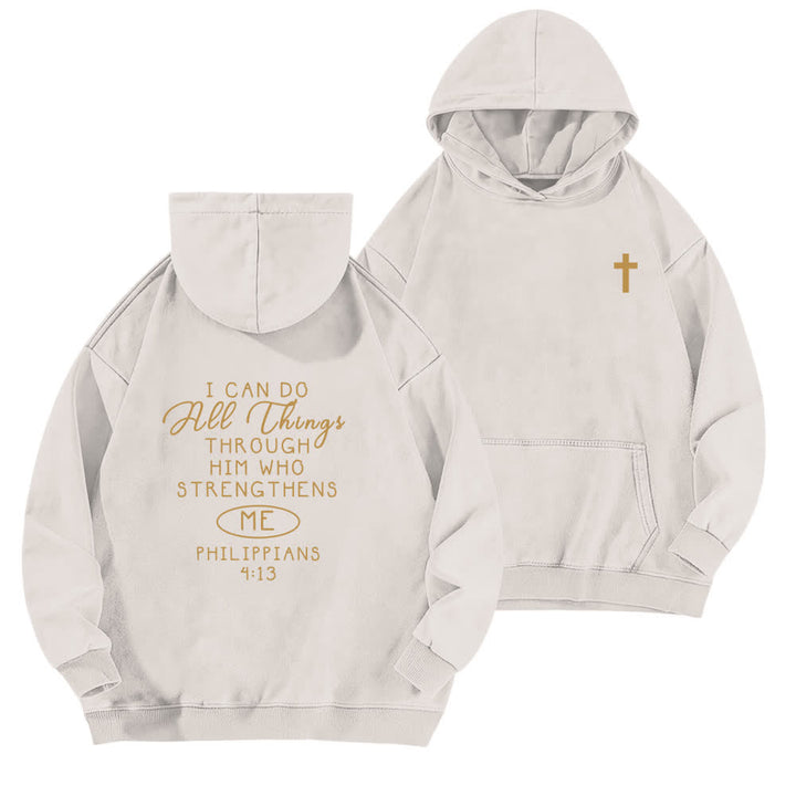 Christianartworkshop I Can Do All Things Cross Chest Washed Hoodie - White - 5XL - image 3