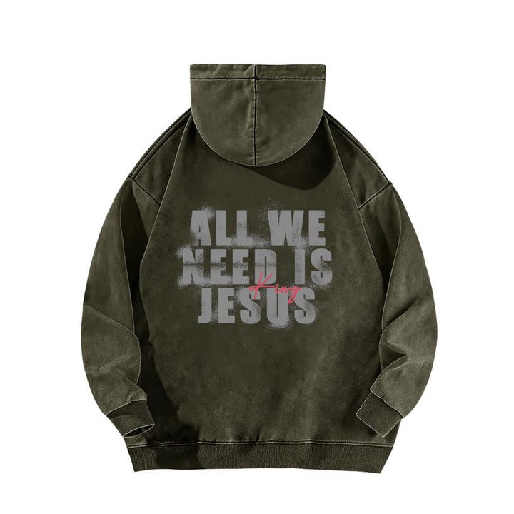Christianartworkshop Jesus King Front And Back Print Washed Hoodie - image 10