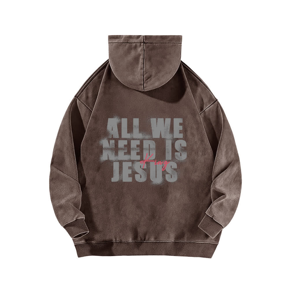Christianartworkshop Jesus King Front And Back Print Washed Hoodie - image 13