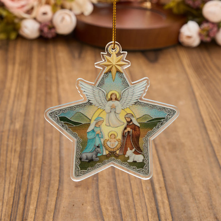 Christianartworkshop Our Lady & Holy Family Star Acrylic Ornament: Emblem of Tender Heavenly Mercy - Our Lady & Holy Family - image 0