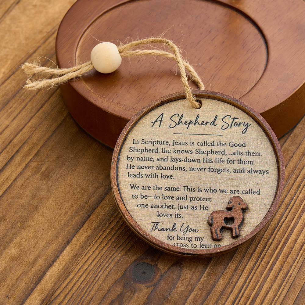 Christianartworkshop A Shepherd Story Layered Wood Round Ornament: Emblem of Tender Loving Guidance - image 2