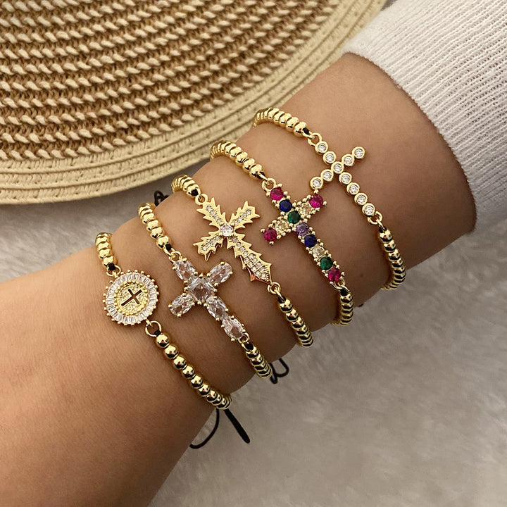 Christianartworkshop Multi‑Style Cross Charm Pull‑Cord Bracelet: Emblem of Abiding Spiritual Grace - image 0