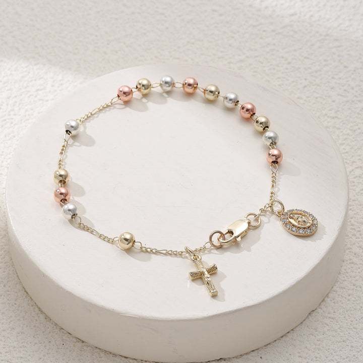 Christianartworkshop Crucifix Bracelet with Our Lady & St. Benedict Medal: Emblem of Divine Solace - Our Lady&Crucifix A - image 0