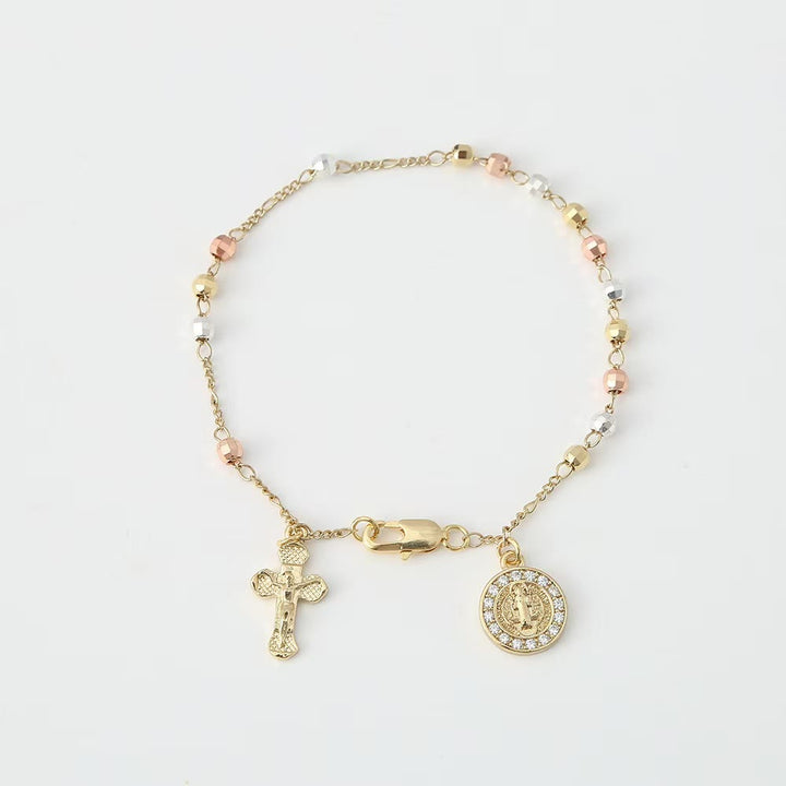 Christianartworkshop Crucifix Bracelet with Our Lady & St. Benedict Medal: Emblem of Divine Solace - St. Benedict&Crucifix B - image 7