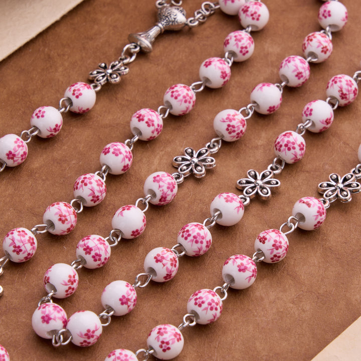 Christianartworkshop Ceramic Rosary With Jeweled Our Lady&Holy Grail Medal: Token of Divine Shelter - image 1