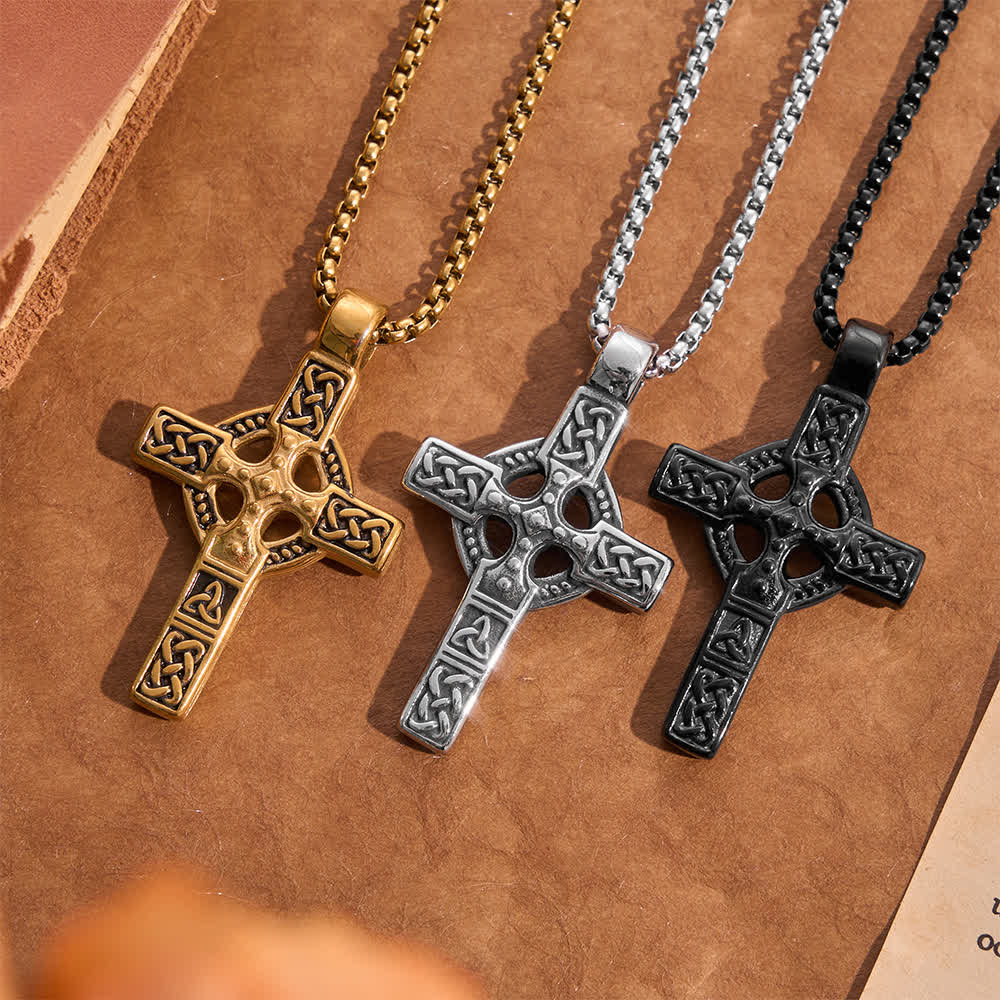 Christianartworkshop Vintage Celtic Knot Cross Pendant Necklace: Emblem of Enduring Gentle Shelter - image 0