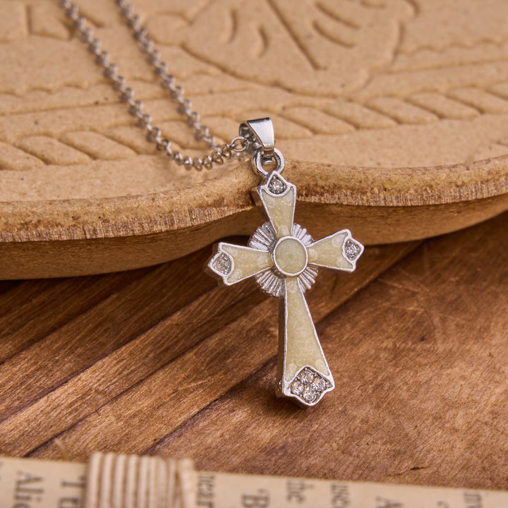 Christianartworkshop Vibrant Enamel Cross Pendant Chain: Badge Of Devout Heavenly Grace - White - image 4