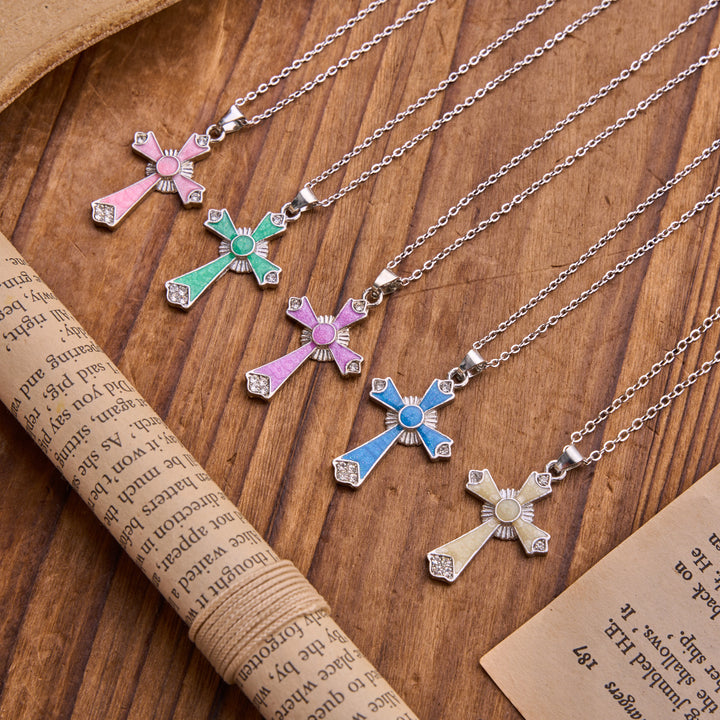 Christianartworkshop Vibrant Enamel Cross Pendant Chain: Badge Of Devout Heavenly Grace - image 0