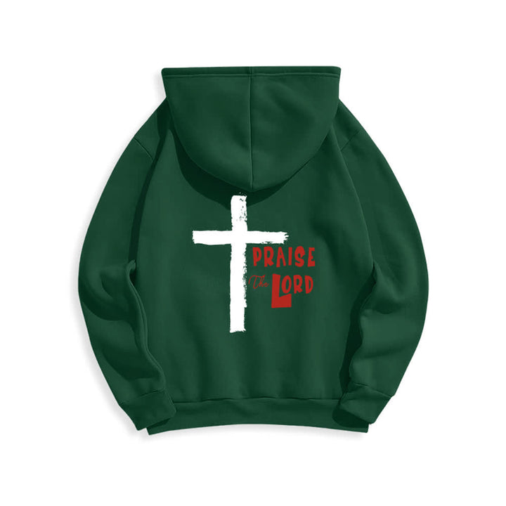 Christianartworkshop Praise The Lord Brush Cross Fleece Lined Pullover Hoodie - image 16
