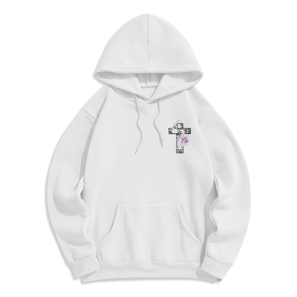 Christianartworkshop The Way The Truth The Life Floral Cross Hoodie - image 5