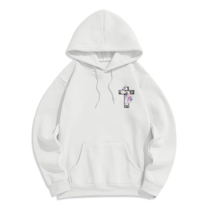 Christianartworkshop The Way The Truth The Life Floral Cross Hoodie - image 5