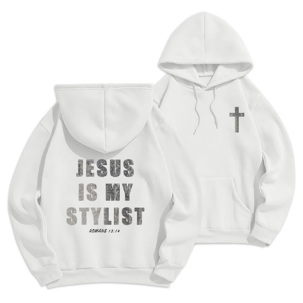 Christianartworkshop Jesus Is My Stylist Romans 13:14 Oversized Pullover Hoodie - White - 2XL - image 3