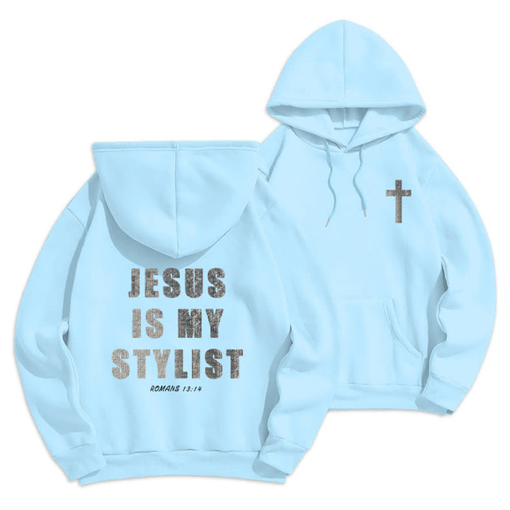 Christianartworkshop Jesus Is My Stylist Romans 13:14 Oversized Pullover Hoodie - Blue - 2XL - image 21