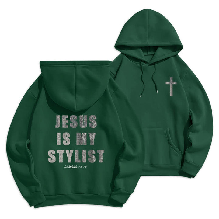 Christianartworkshop Jesus Is My Stylist Romans 13:14 Oversized Pullover Hoodie - Green - 2XL - image 18