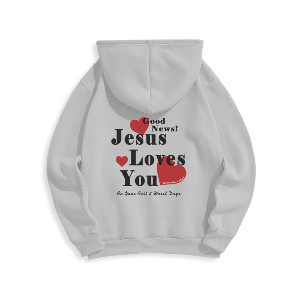 Christianartworkshop Jesus Loves You Good News Fleece Pullover Hoodie - image 13