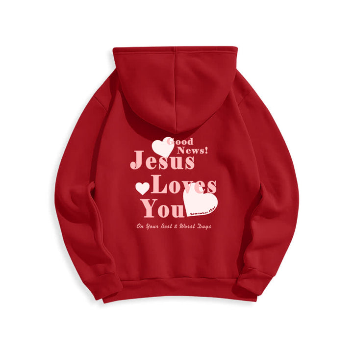 Christianartworkshop Jesus Loves You Good News Fleece Pullover Hoodie - image 22