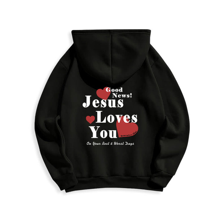Christianartworkshop Jesus Loves You Good News Fleece Pullover Hoodie - image 10